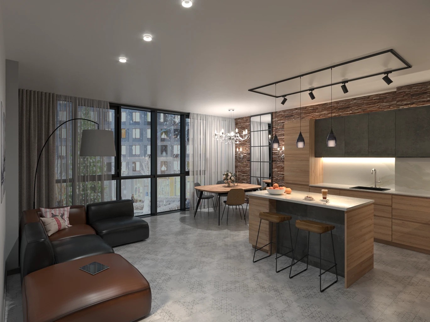 Переустройство кухни-гостиной в квартире на Уральской улице