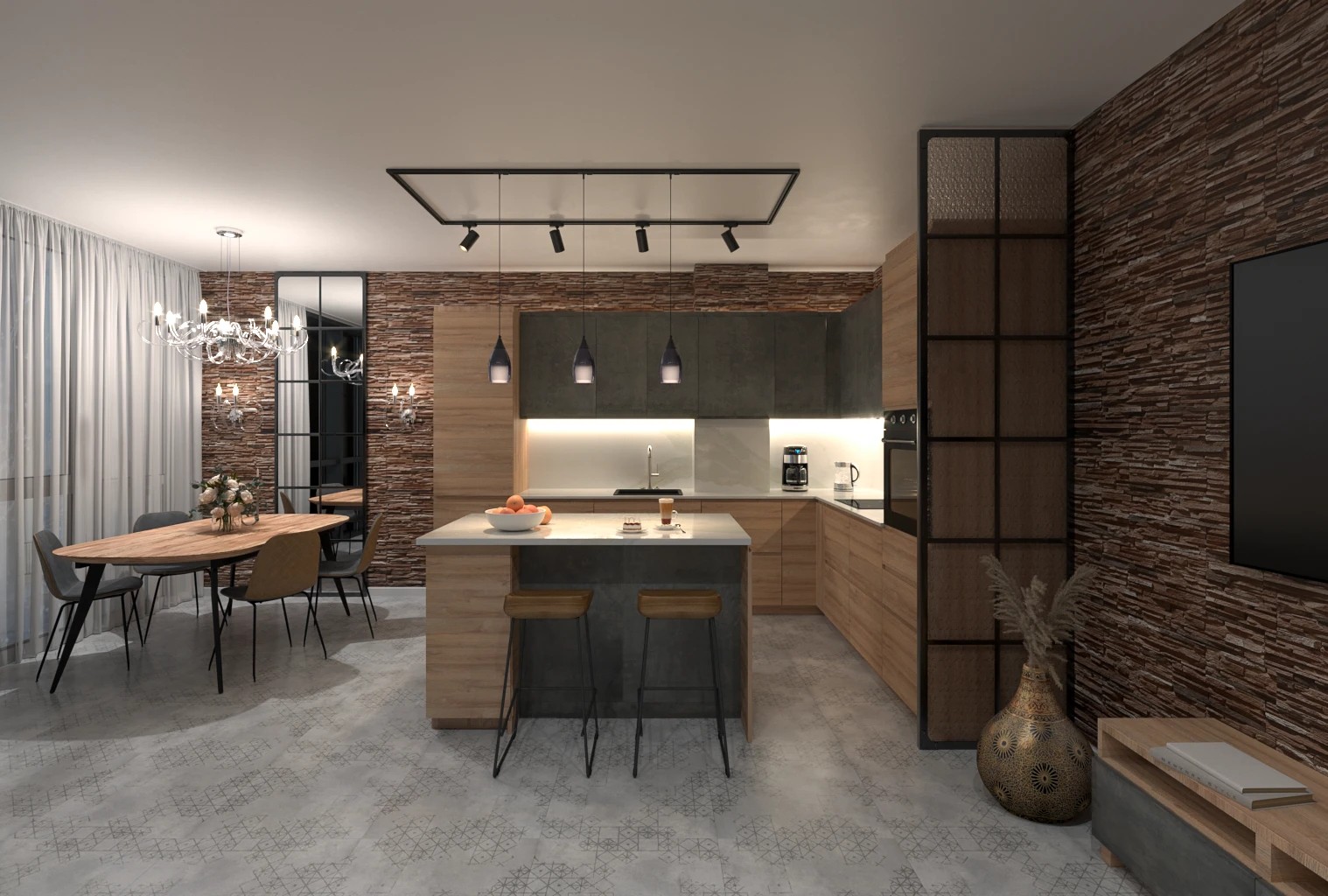 Переустройство кухни-гостиной в квартире на Уральской улице