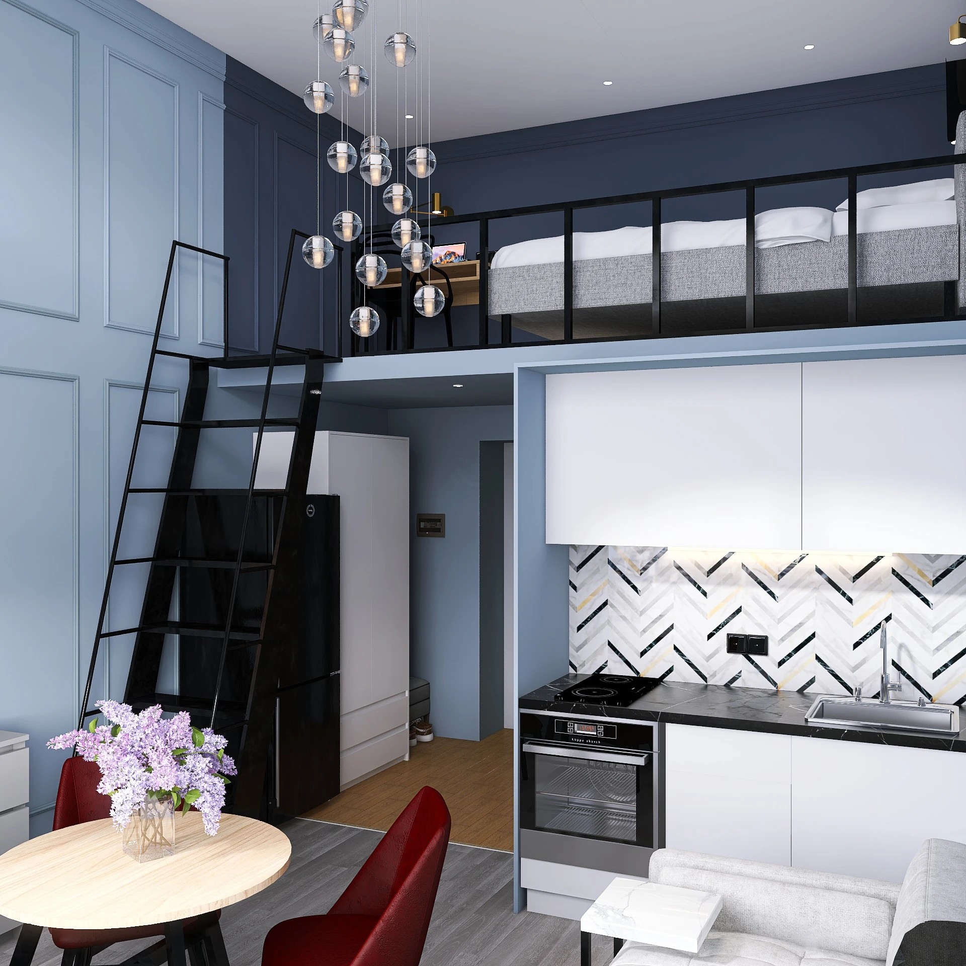 Визуализации основного пространства микро-квартиры