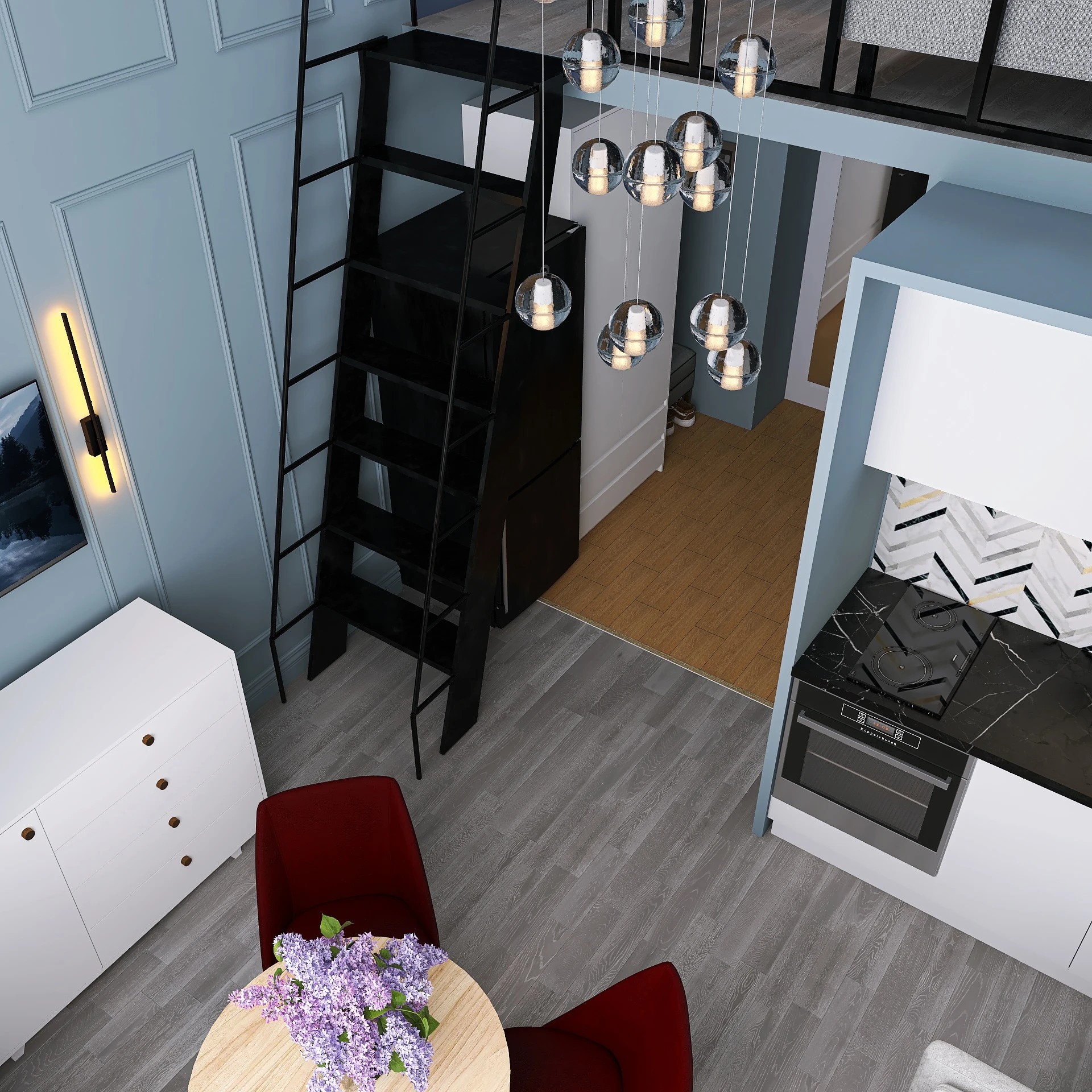 Визуализации основного пространства микро-квартиры