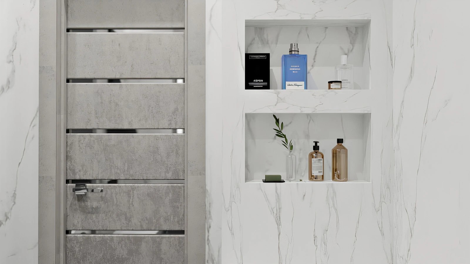 Монохромная ванная комната в минималистичном стиле