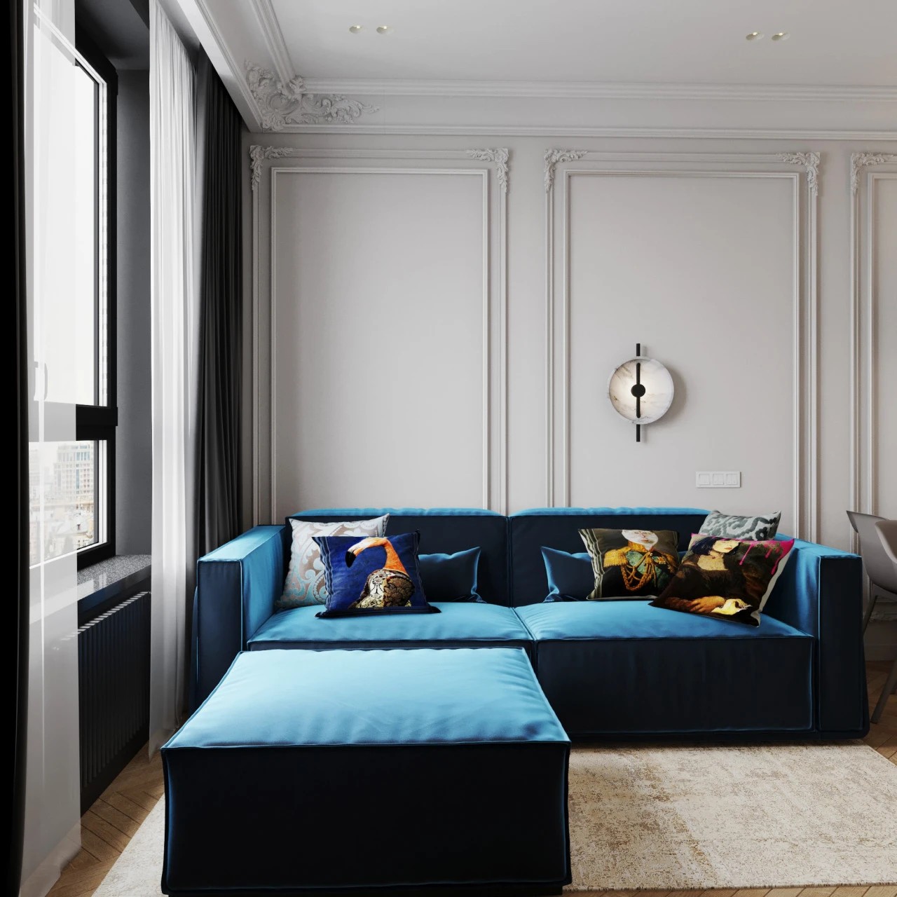 Кухня-гостиная в проекте современной квартиры в Санкт-Петербурге.