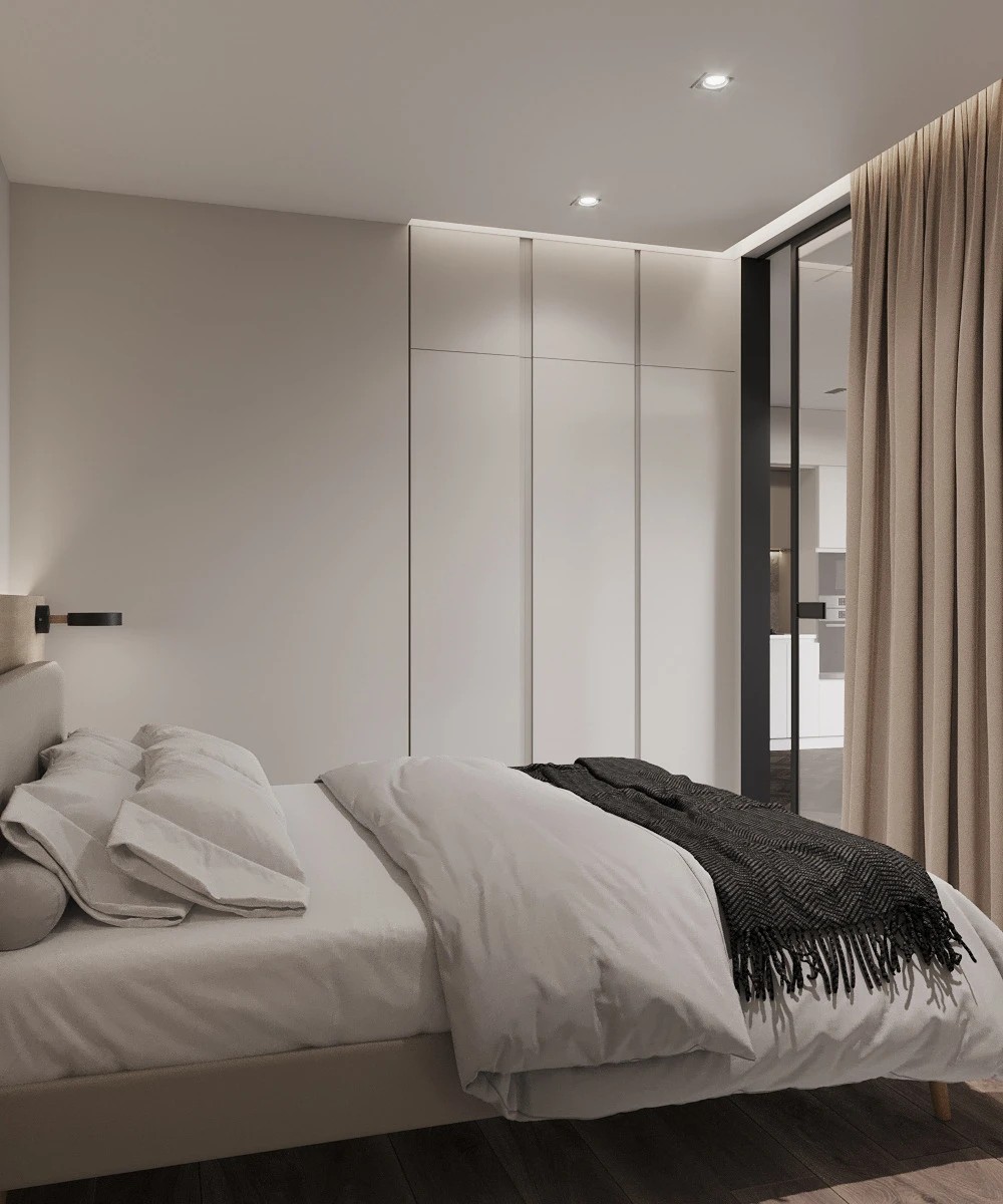 Квартира В Йошкар-Оле  в светлых тонах с темными контрастами.