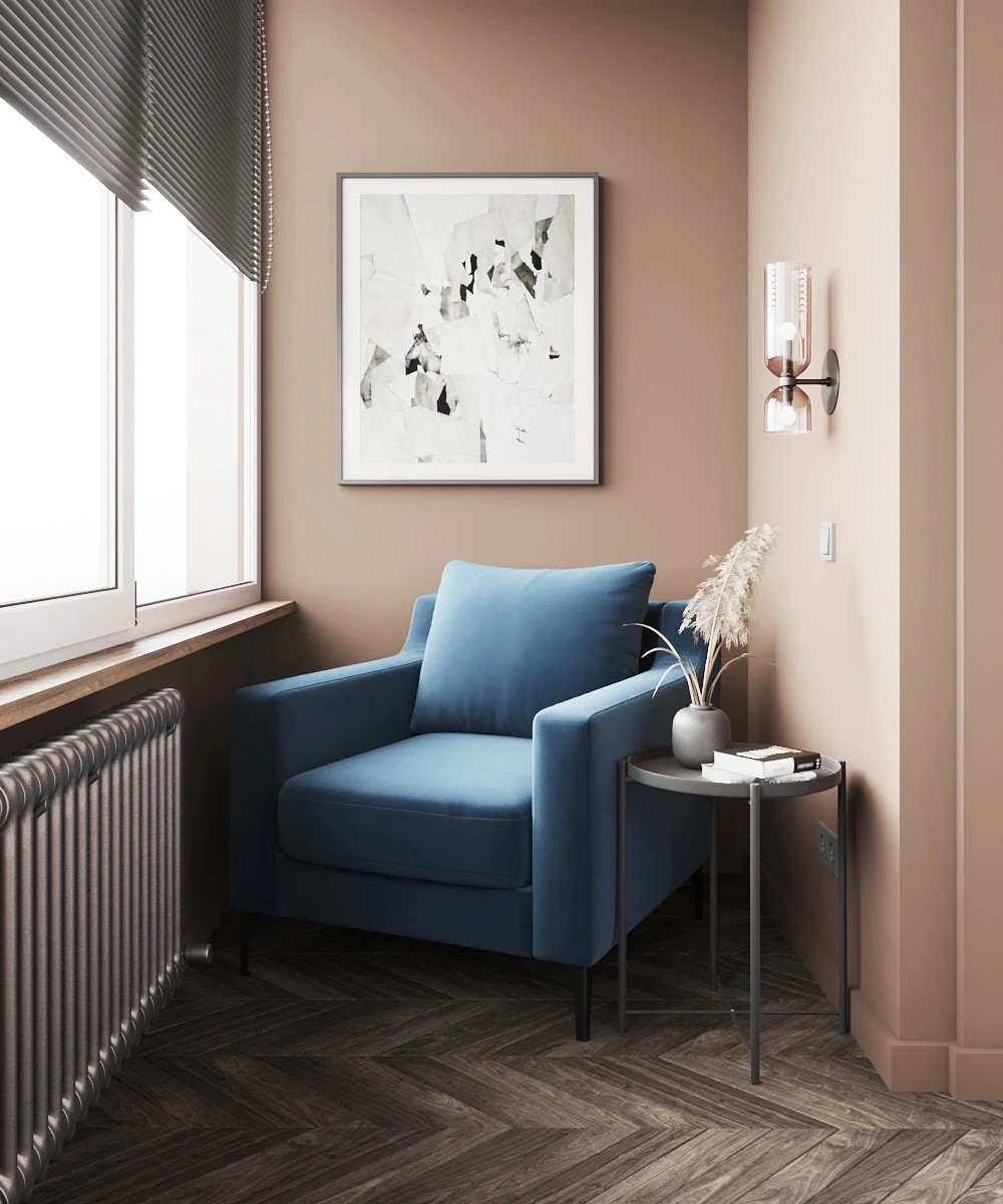 Квартира В Йошкар-Оле  в светлых тонах с темными контрастами.