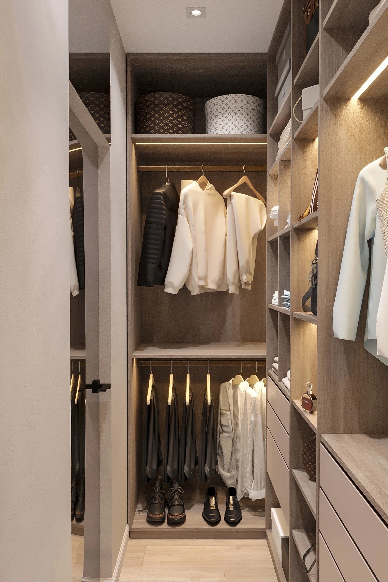 Мастер - спальня с гардеробной комнатой.