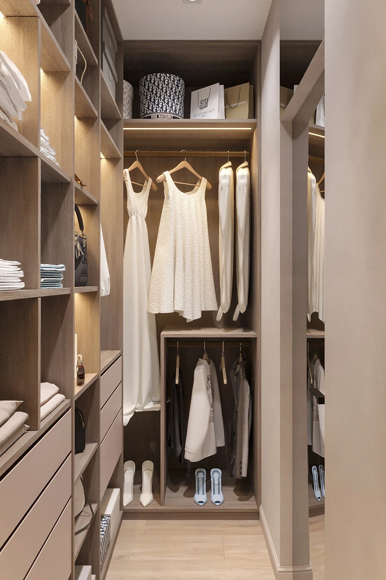 Мастер - спальня с гардеробной комнатой.