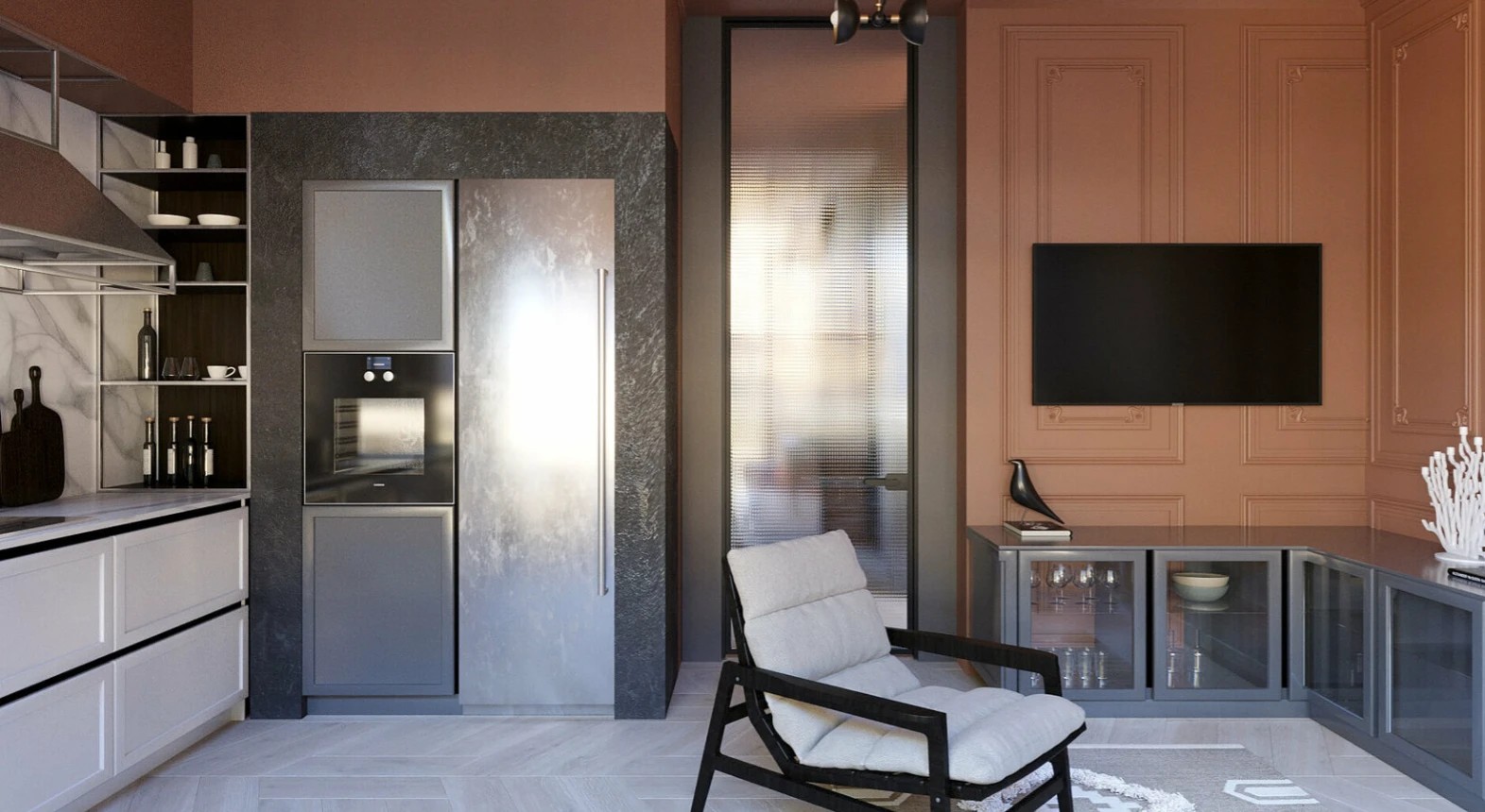 СОВРЕМЕННЫЙ ПРОЕКТ В ТЕРРАКОТОВОЙ ГАММЕ