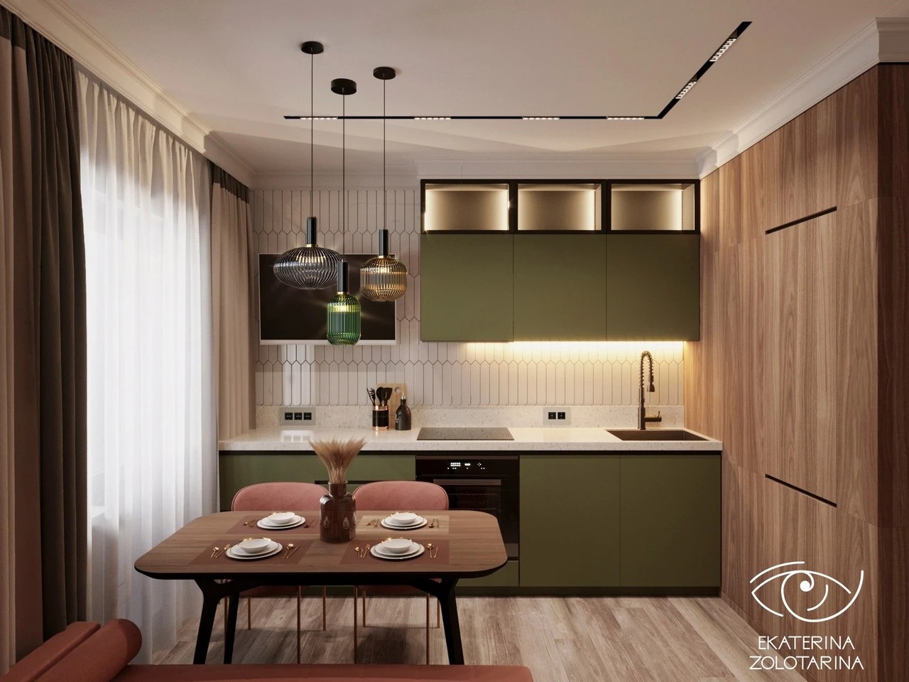 Небольшая кухня с природными мотивами