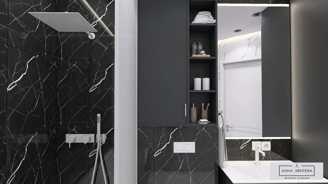 Ванная комната. Черно-Белый дизайн