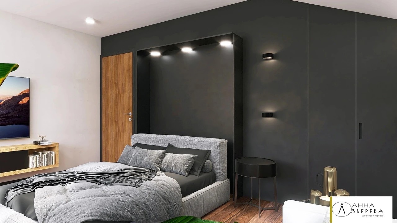 Спальня в темных оттенках