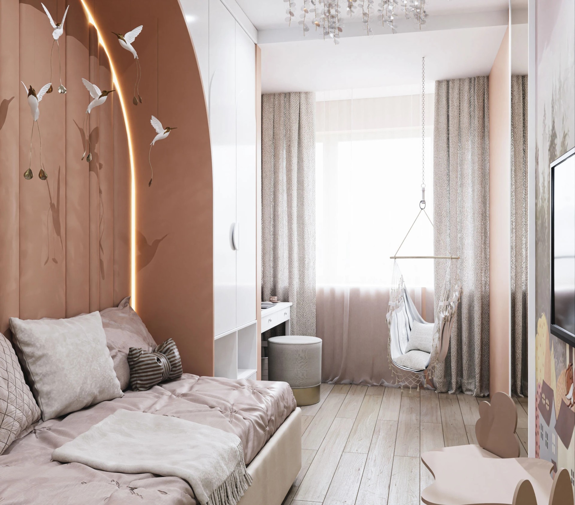 Дизайн интерьера комнаты для девочки