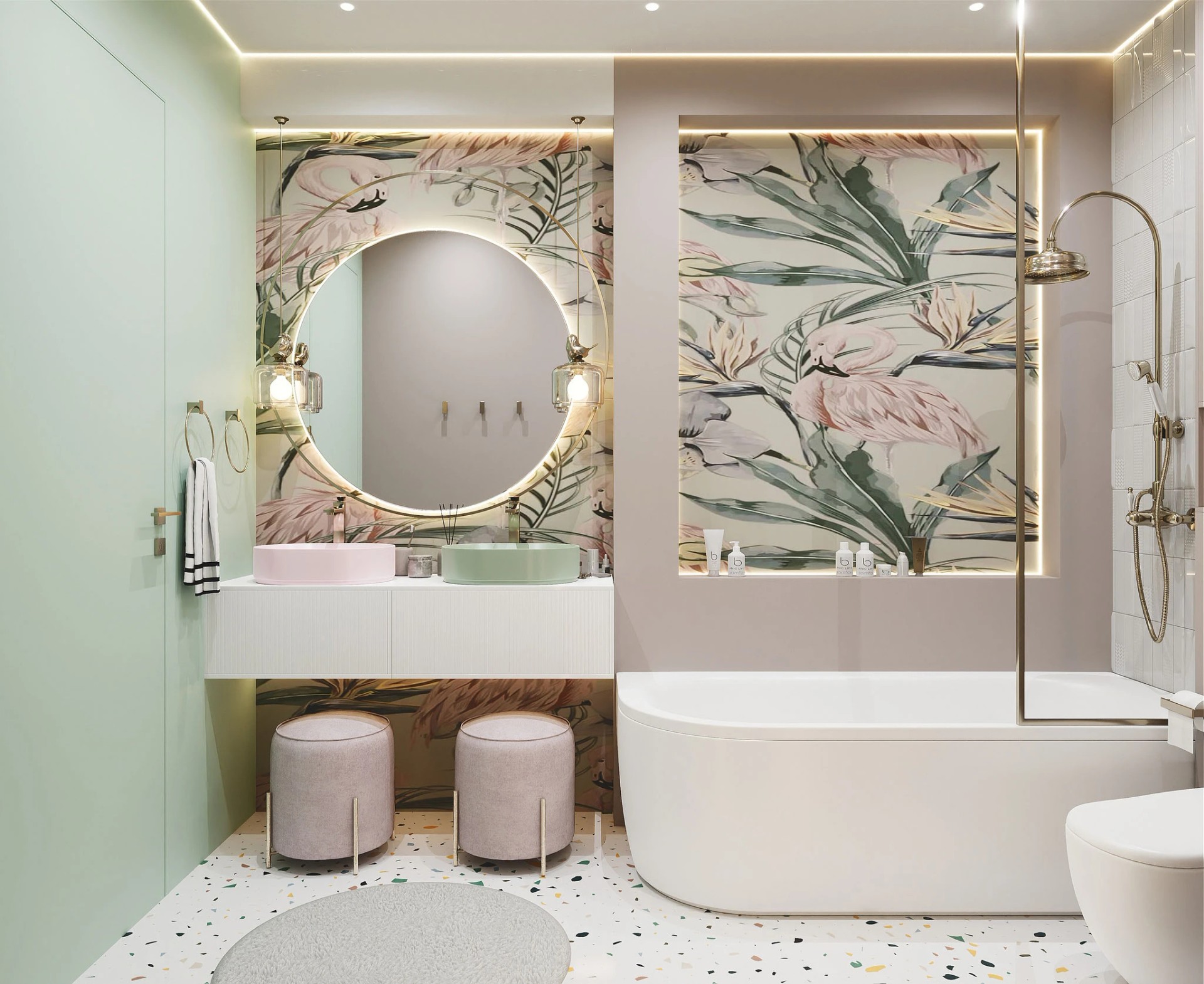 Дизайн ванной комнаты для девочек