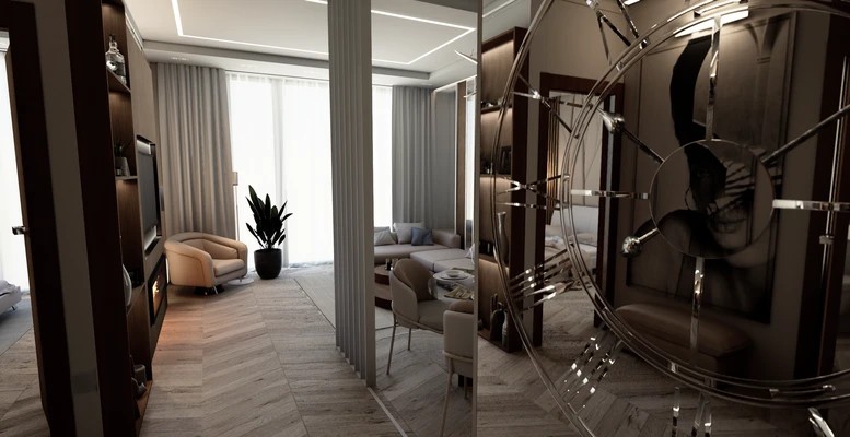 Дизайн интерьера апартаментов в ЖК ВТБ Арена парк. White apart