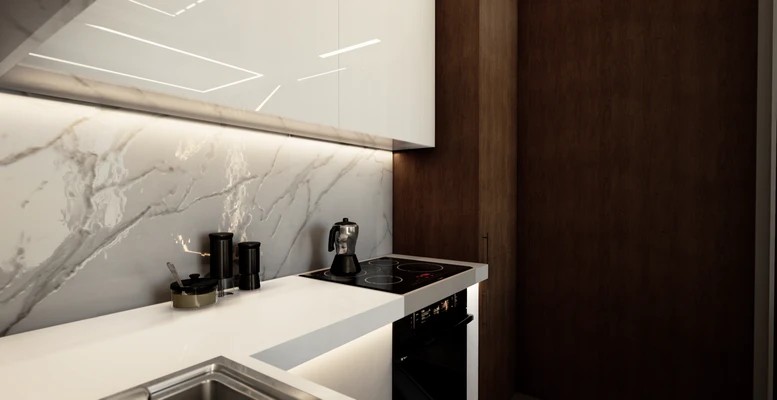 Дизайн интерьера апартаментов в ЖК ВТБ Арена парк. White apart