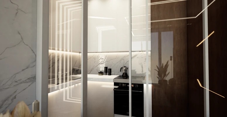 Дизайн интерьера апартаментов в ЖК ВТБ Арена парк. White apart