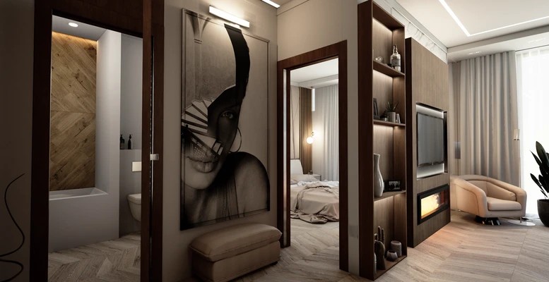 Дизайн интерьера апартаментов в ЖК ВТБ Арена парк. White apart