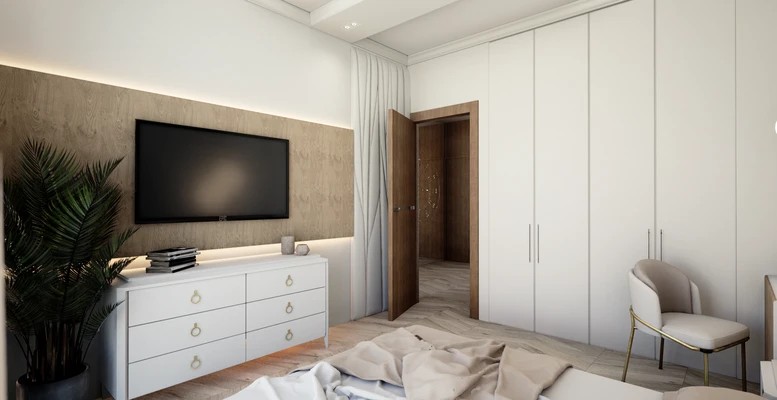 Дизайн интерьера апартаментов в ЖК ВТБ Арена парк. White apart