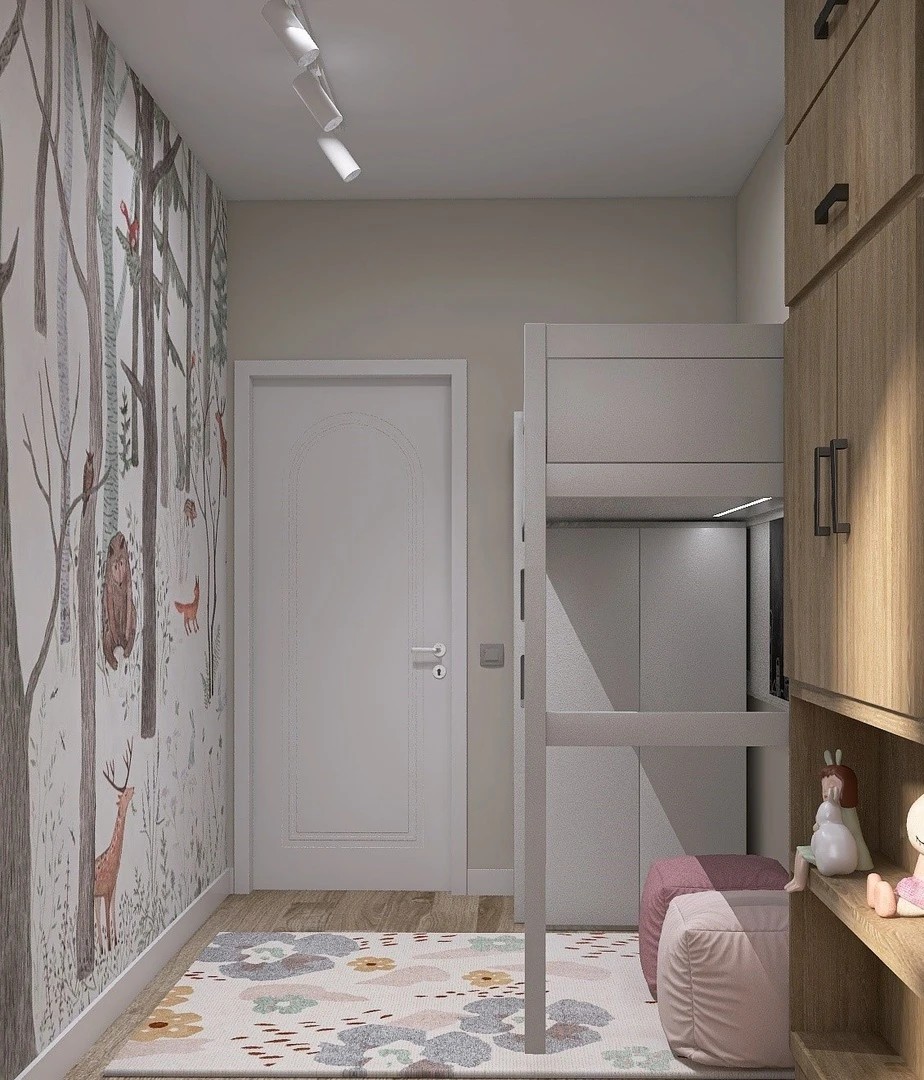 Уютная маленькая детская для девочки первоклашки