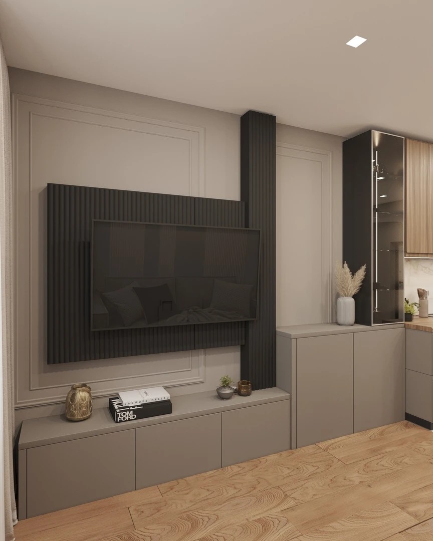 Кухня и зал в современном стиле