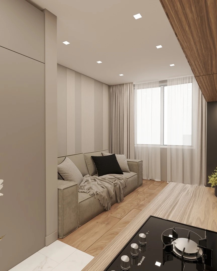 Кухня и зал в современном стиле