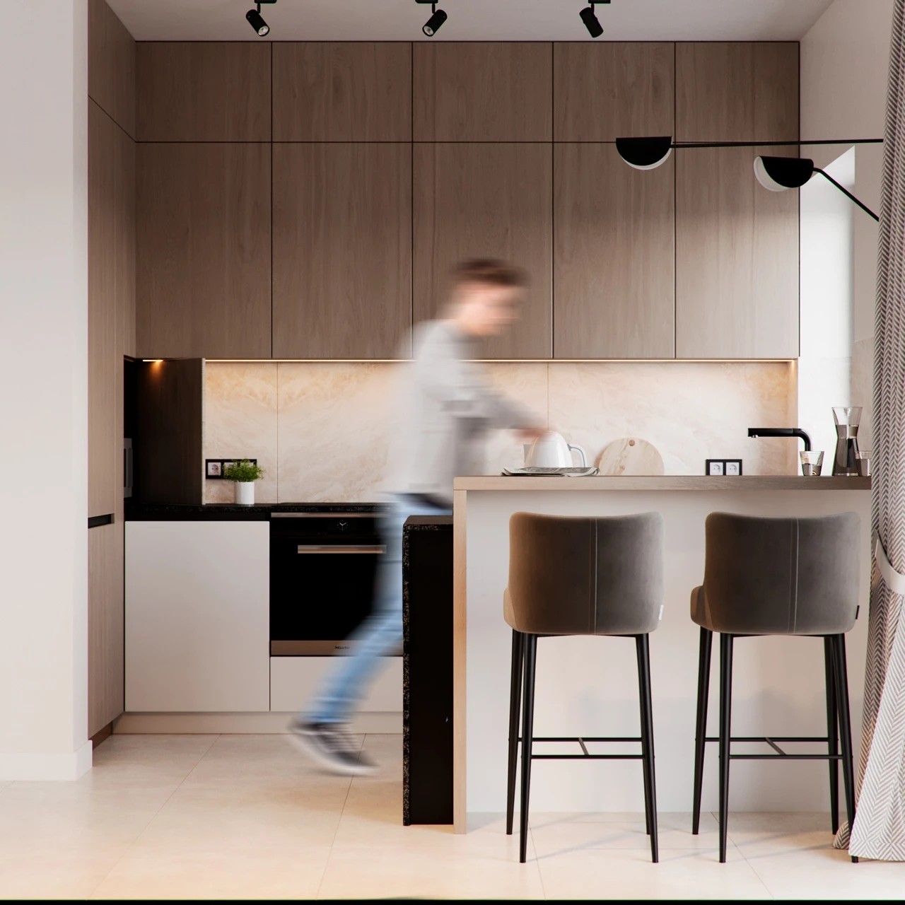 Кухня-гостиная частного дома.