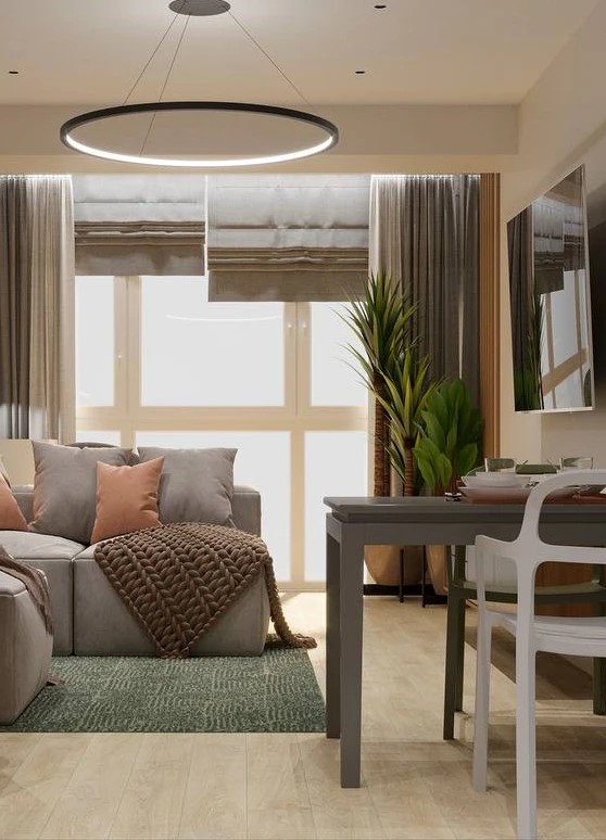 Дизайн интерьера гостиной и спальной комнат