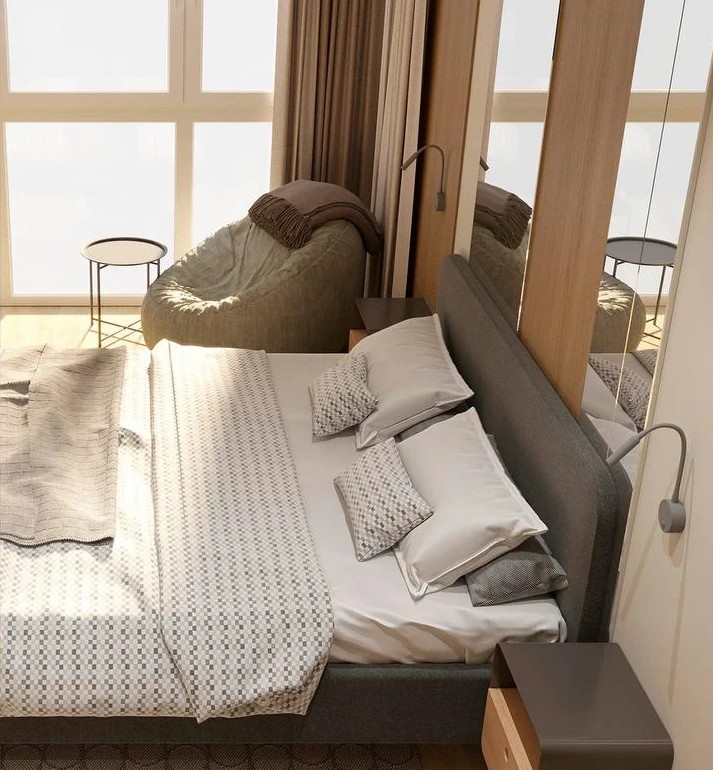 Дизайн интерьера гостиной и спальной комнат