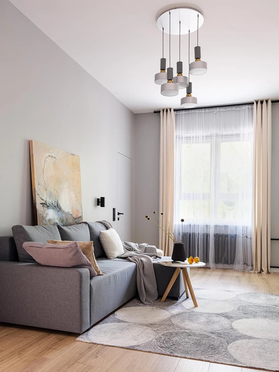 Уютный интерьер с доминирующим синим цветом