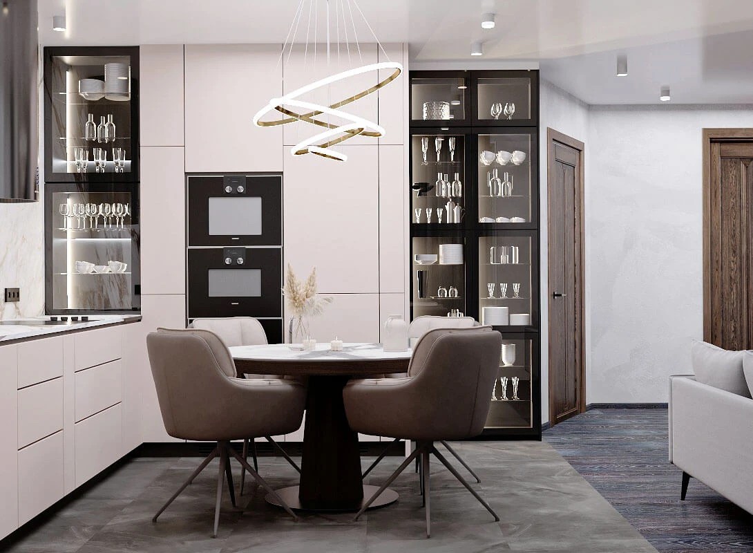 КУХНЯ ГОСТИНАЯ ДЛЯ МОЛОДОЙ ЖЕНЩИНЫ