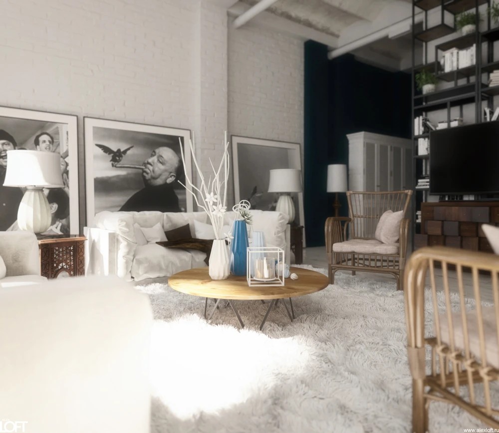 Лофт интерьер апартаментов в Казани