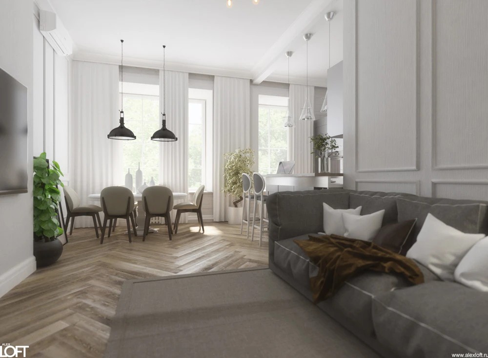 Белоснежная классика и минимализм в интерьере квартиры