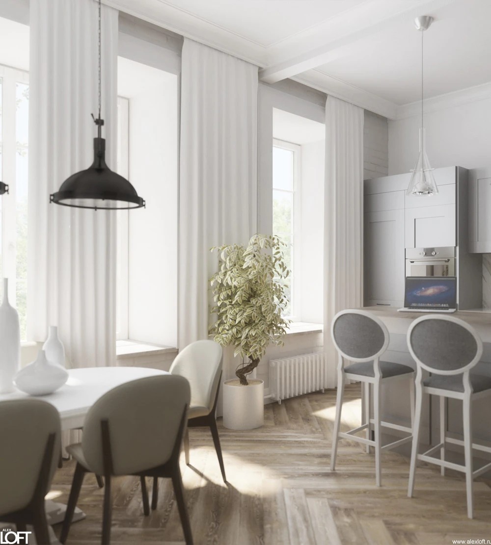 Белоснежная классика и минимализм в интерьере квартиры