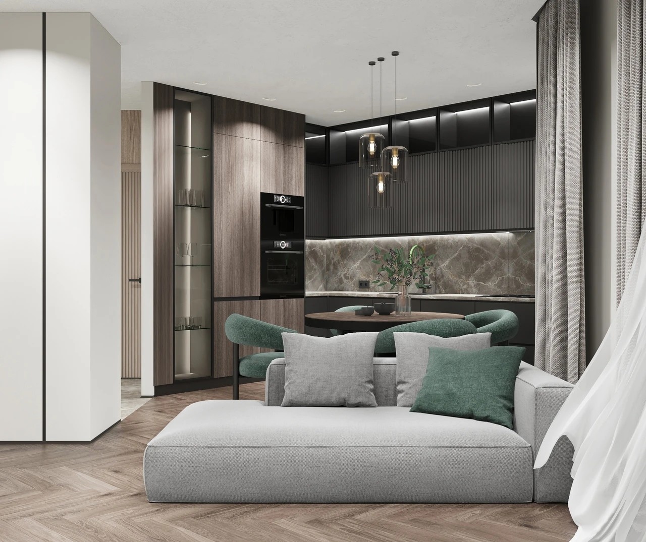 Осенние, теплые оттенки в интерьере прихожей