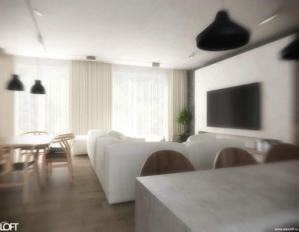 Современный и уютный интерьер двухэтажного дома