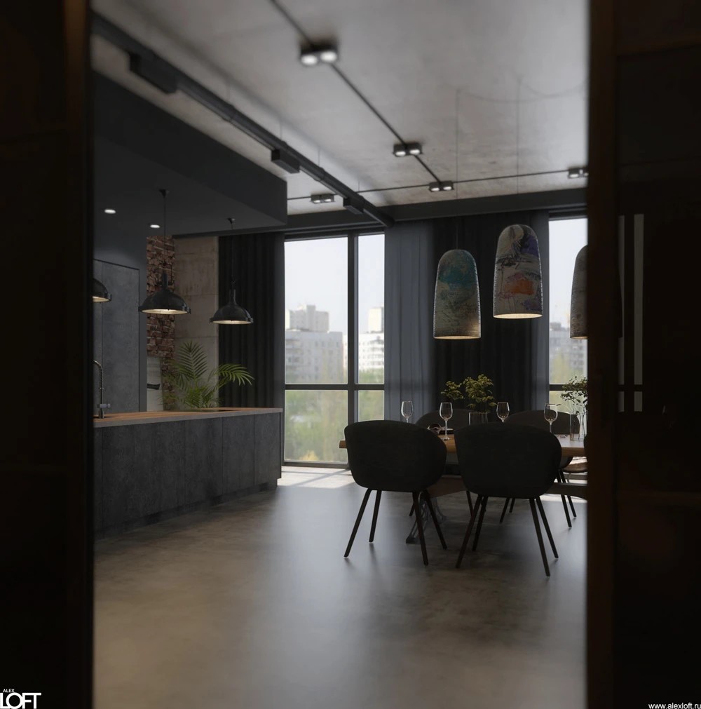 Легкий индустриальный лофт интерьер в «трешке»