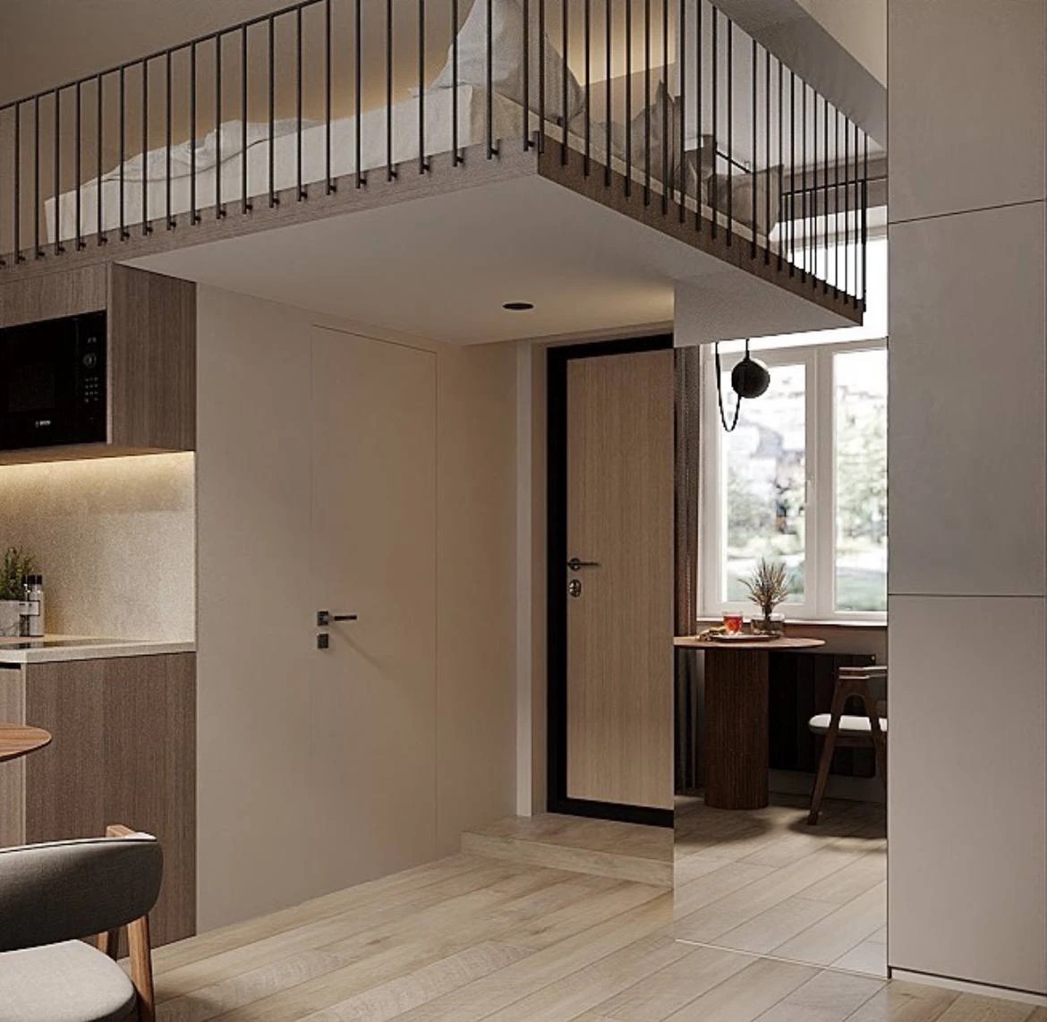 Студия с антресольным этажом