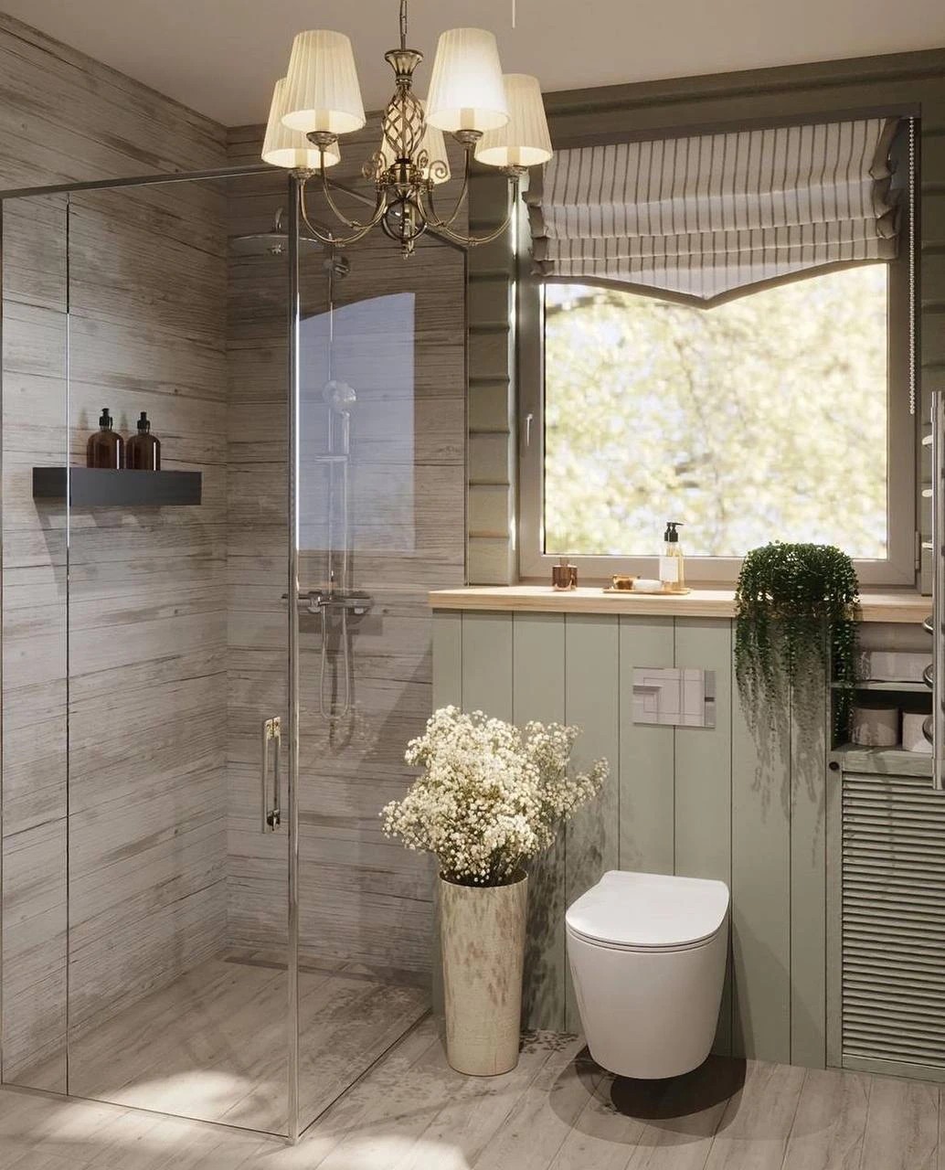 Санузел в доме из клееного бруса