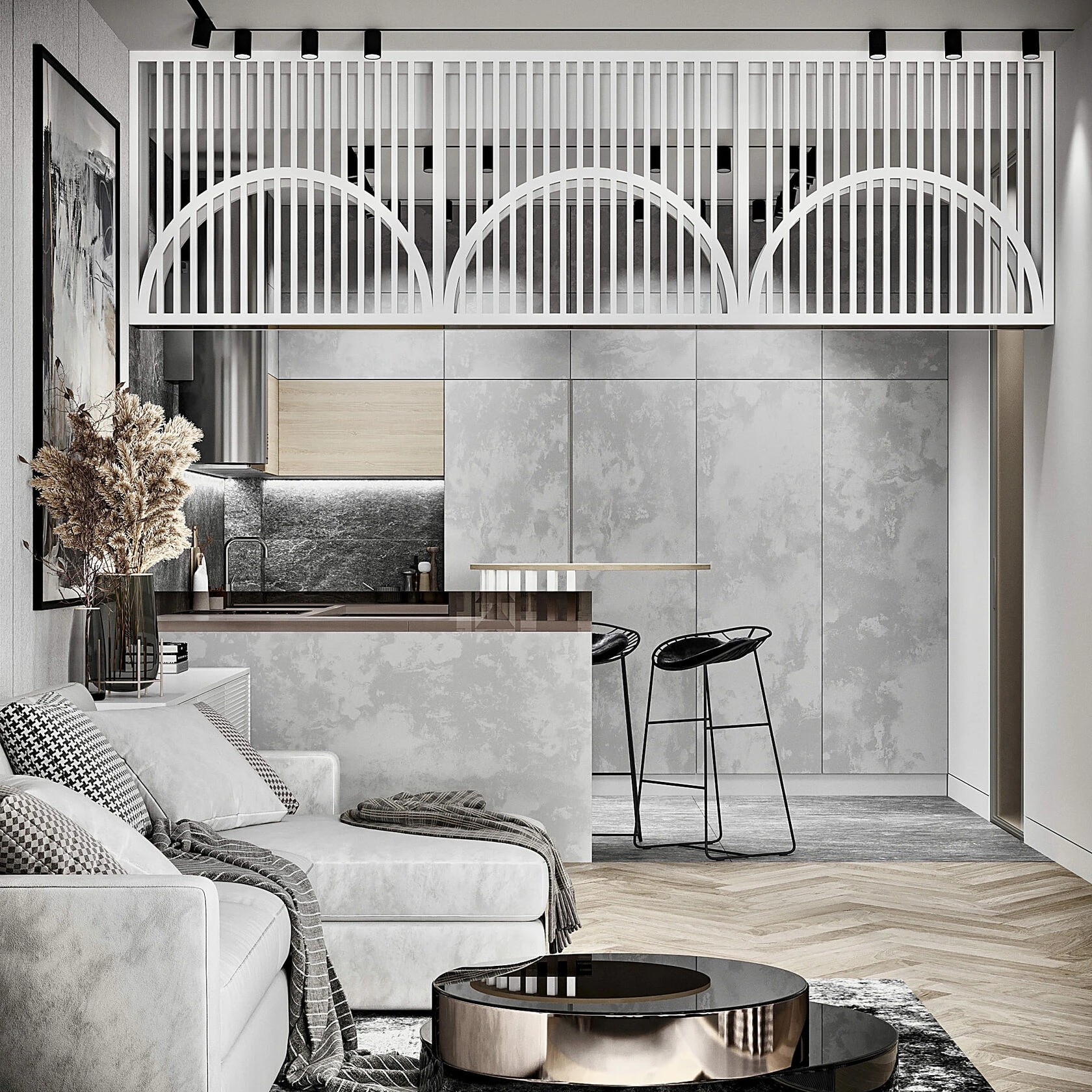 Монохромный дизайн квартиры в ЖК «Русский дом»