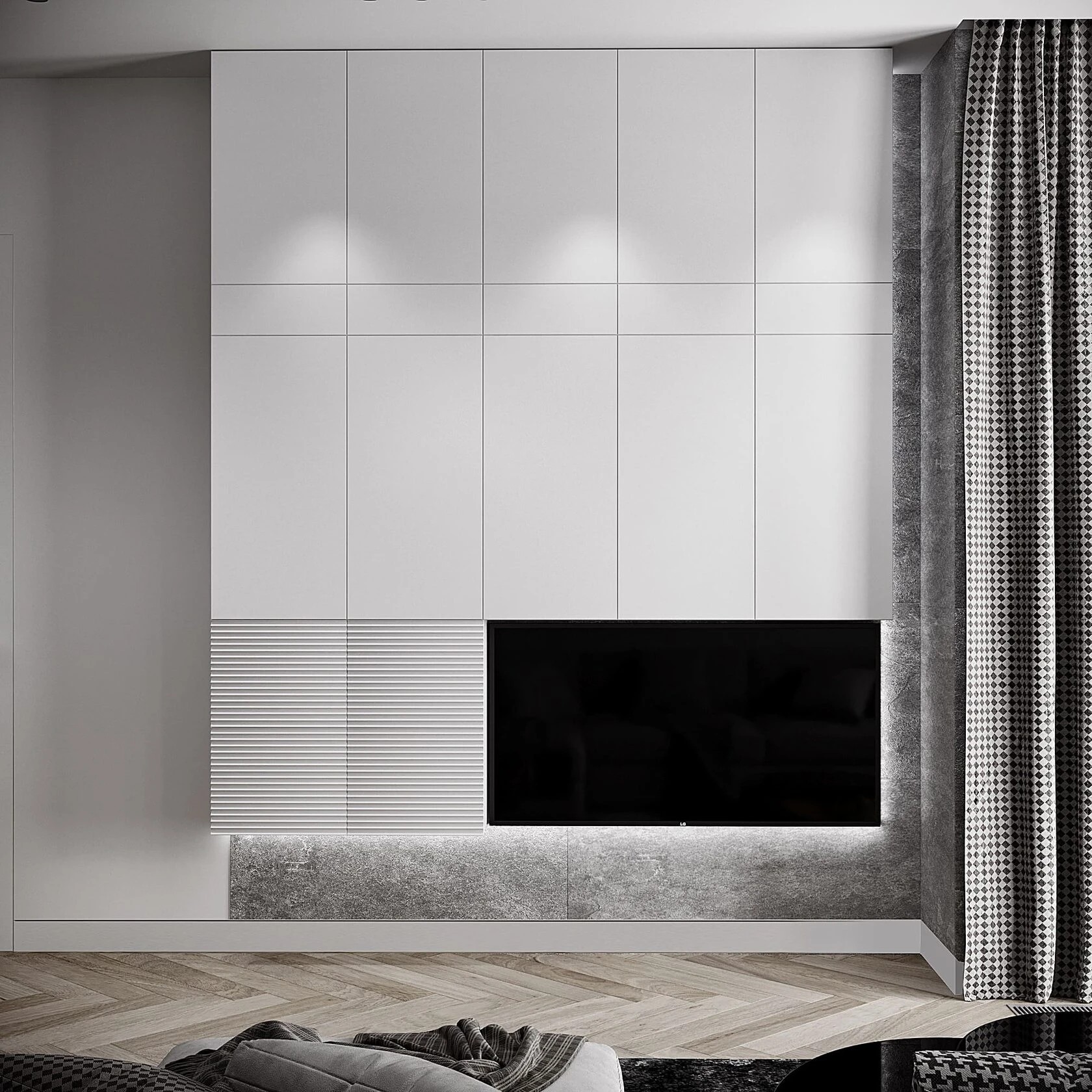 Монохромный дизайн квартиры в ЖК «Русский дом»