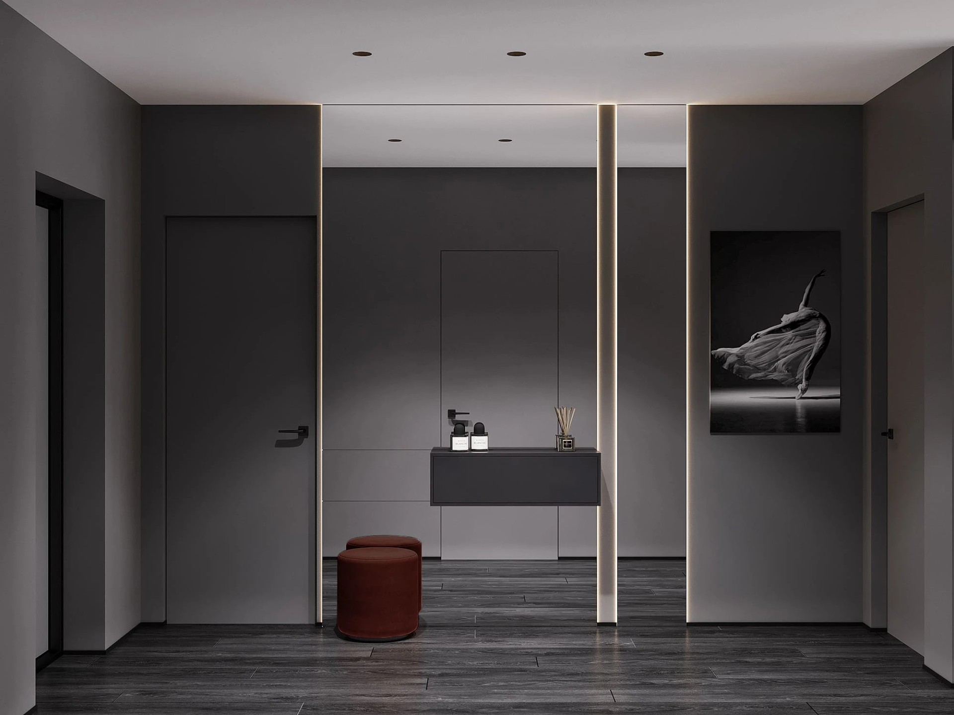 Монохромный интерьер квартиры в ЖК Лыжный