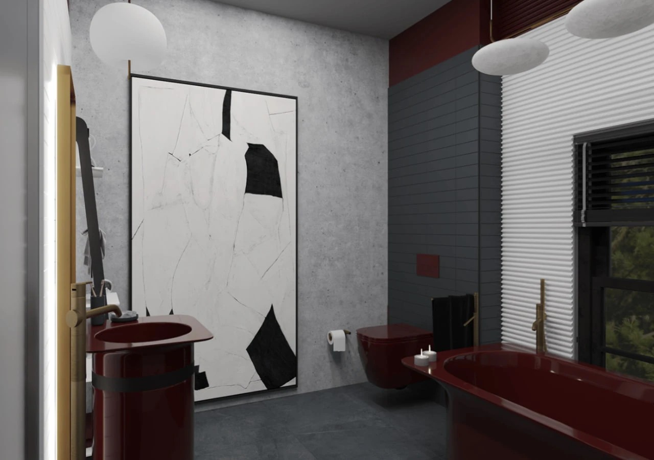 ДИЗАЙН ИНТЕРЬЕРА САНУЗЛА  В ЗАГОРОДНОМ ДОМЕ