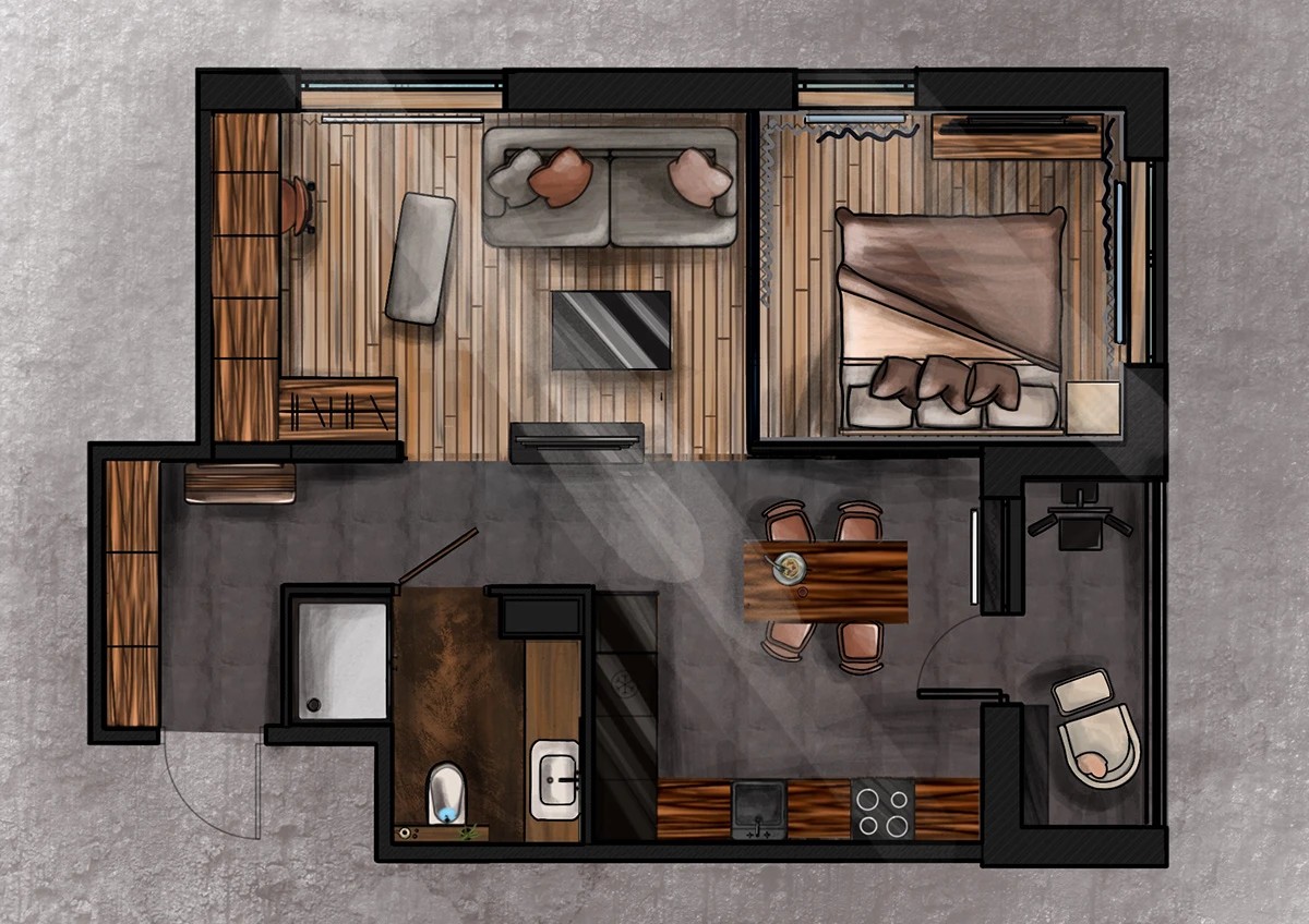 Дизайн интерьера квартиры в стиле Индастриал