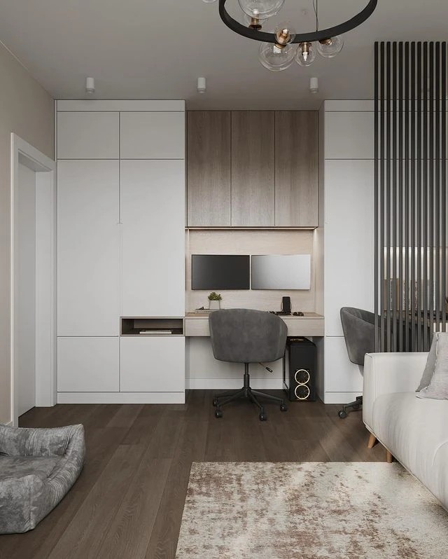 Спальня с рабочими зонами