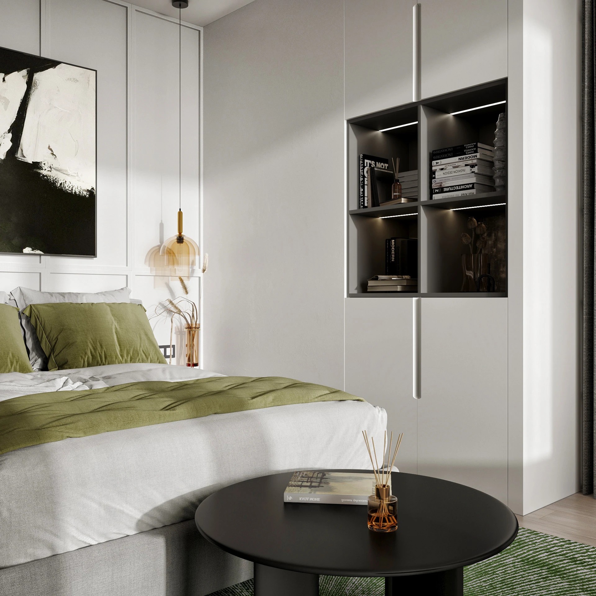 Studio apartment with bright accents