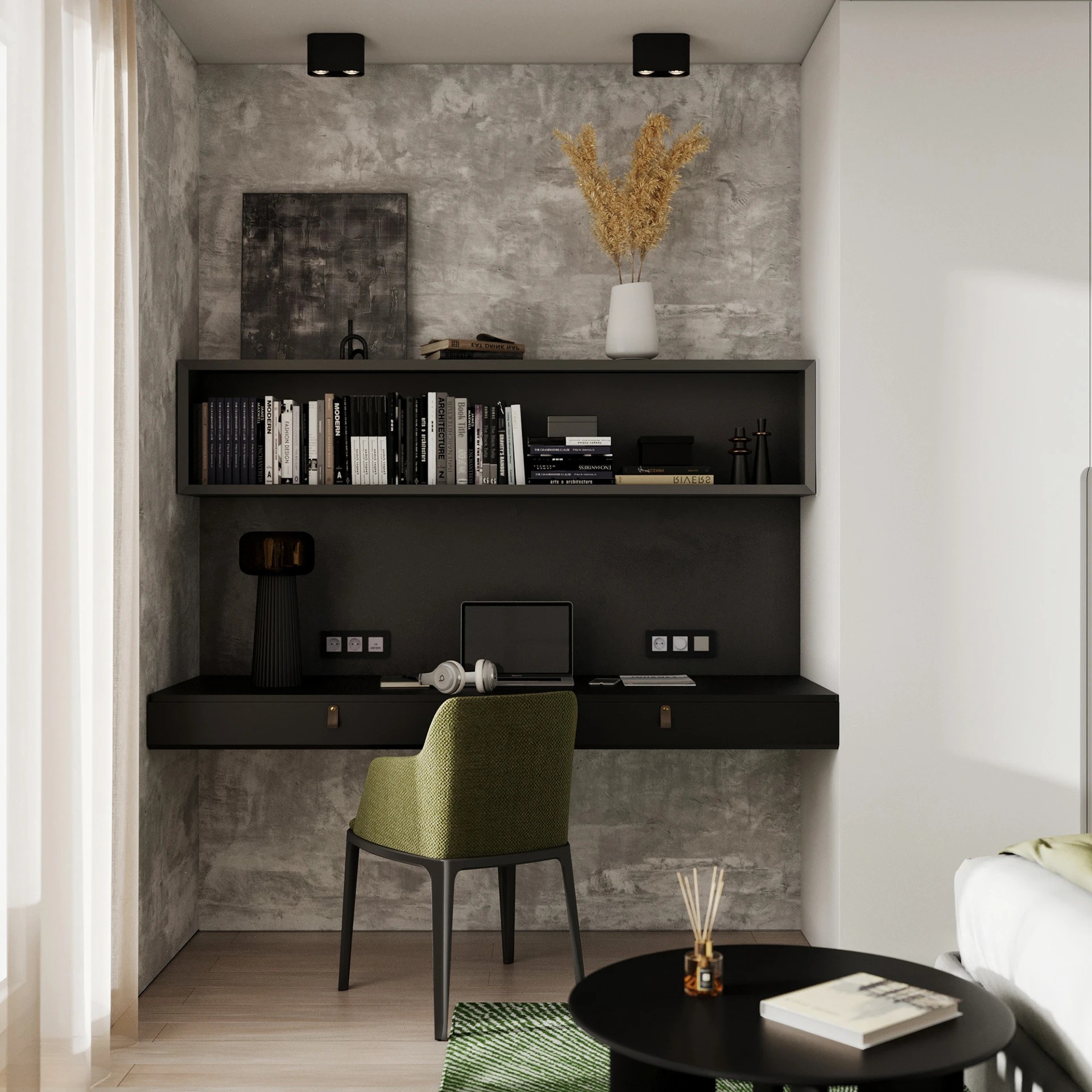 Studio apartment with bright accents