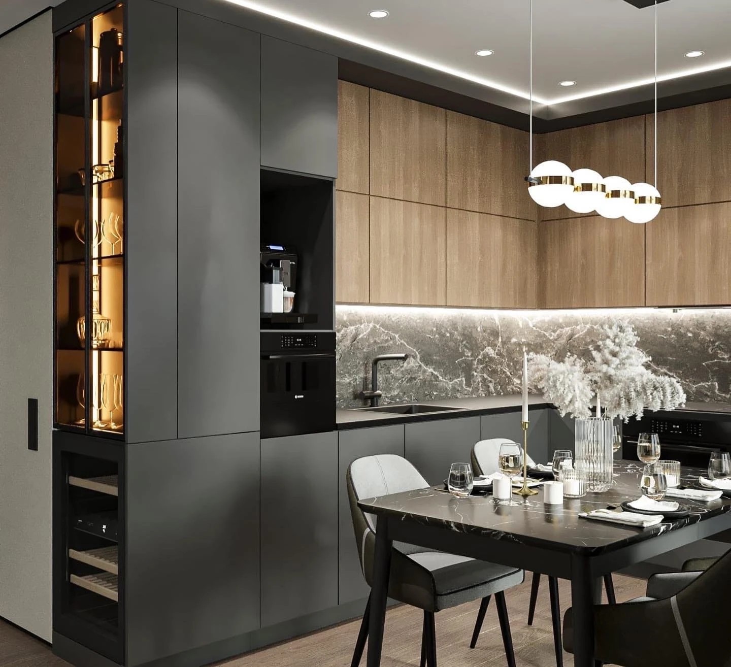 Дизайн интерьера кухни-гостиной