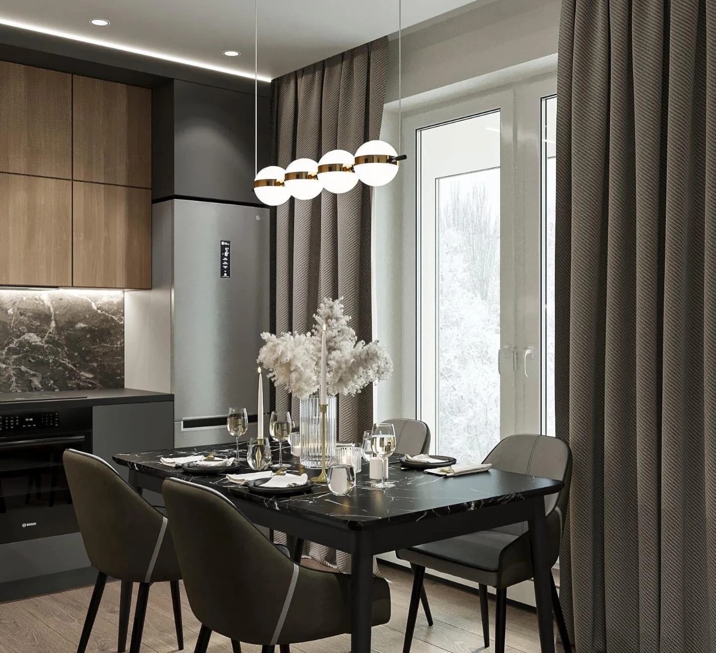 Дизайн интерьера кухни-гостиной