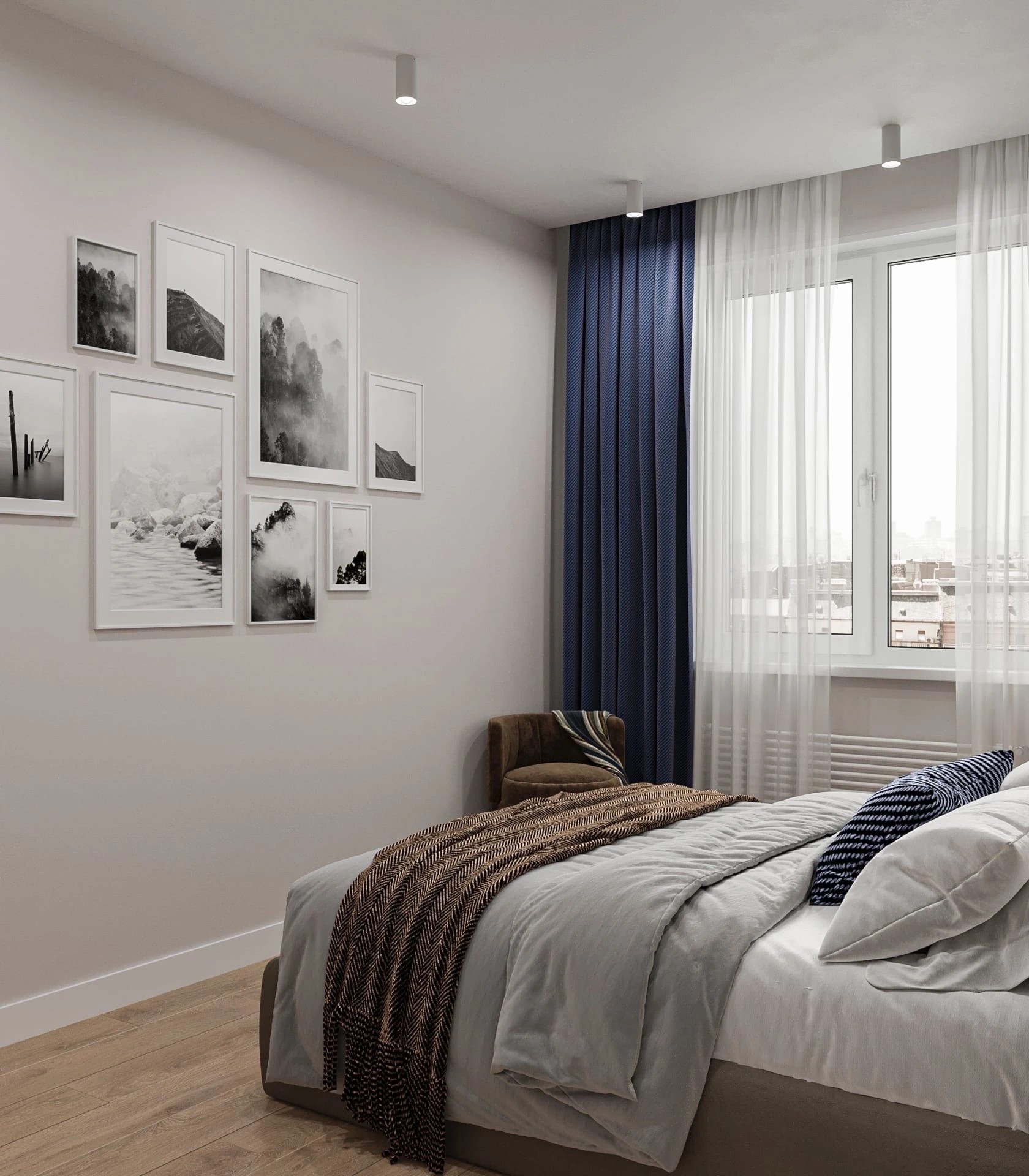 Проект квартиры  с акцентами синего цвета