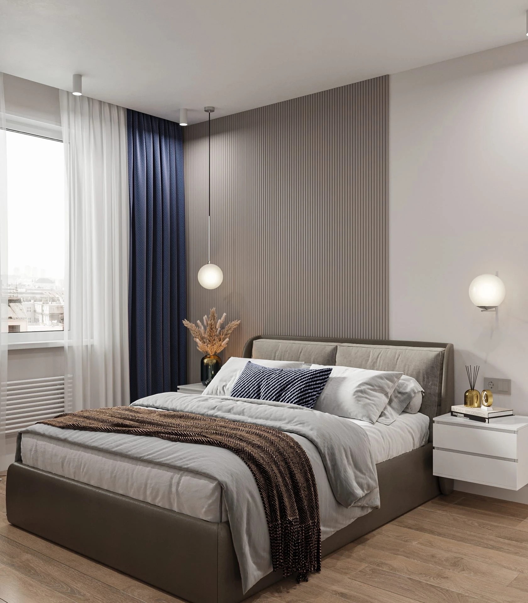 Проект квартиры  с акцентами синего цвета