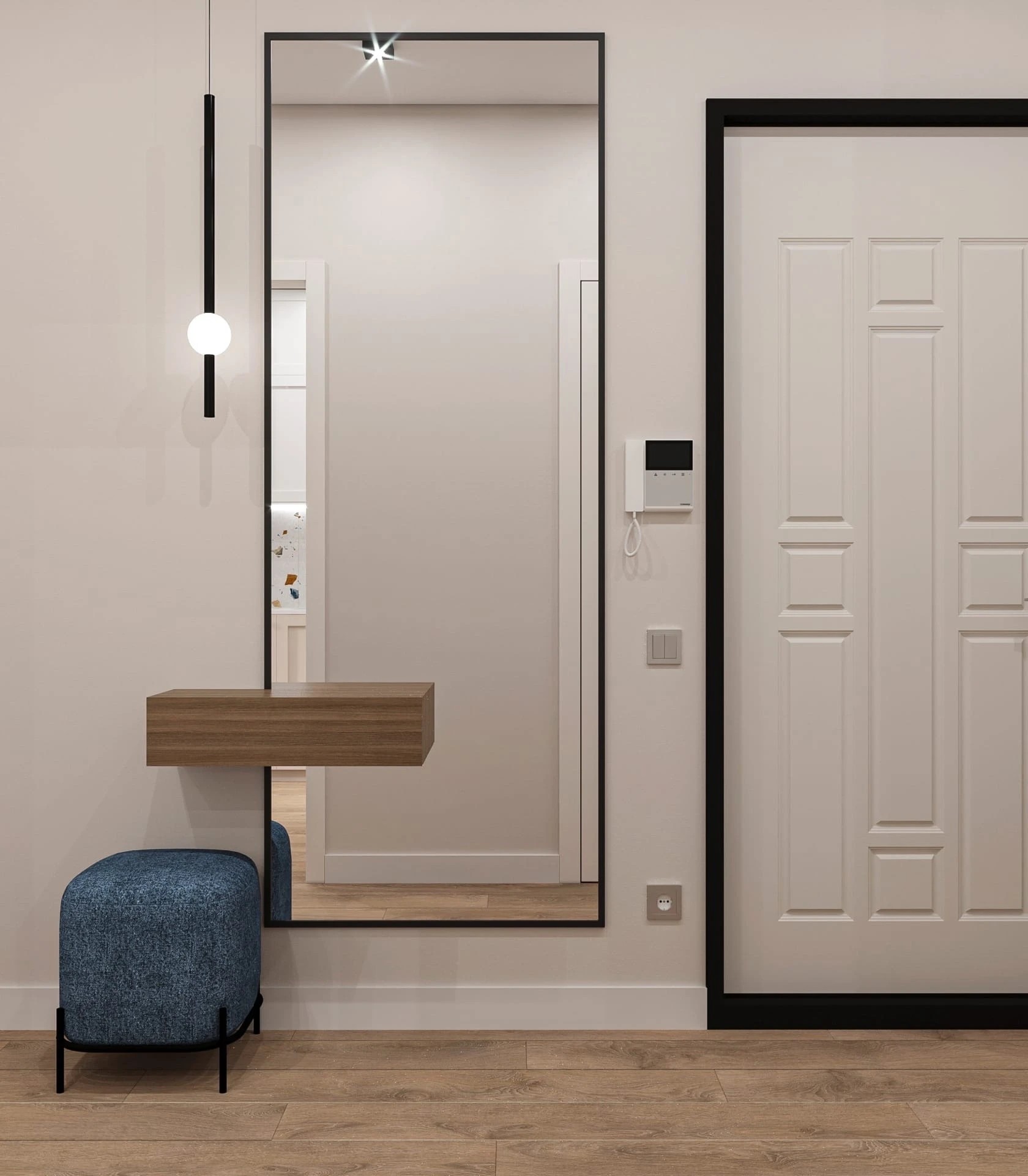 Проект квартиры  с акцентами синего цвета